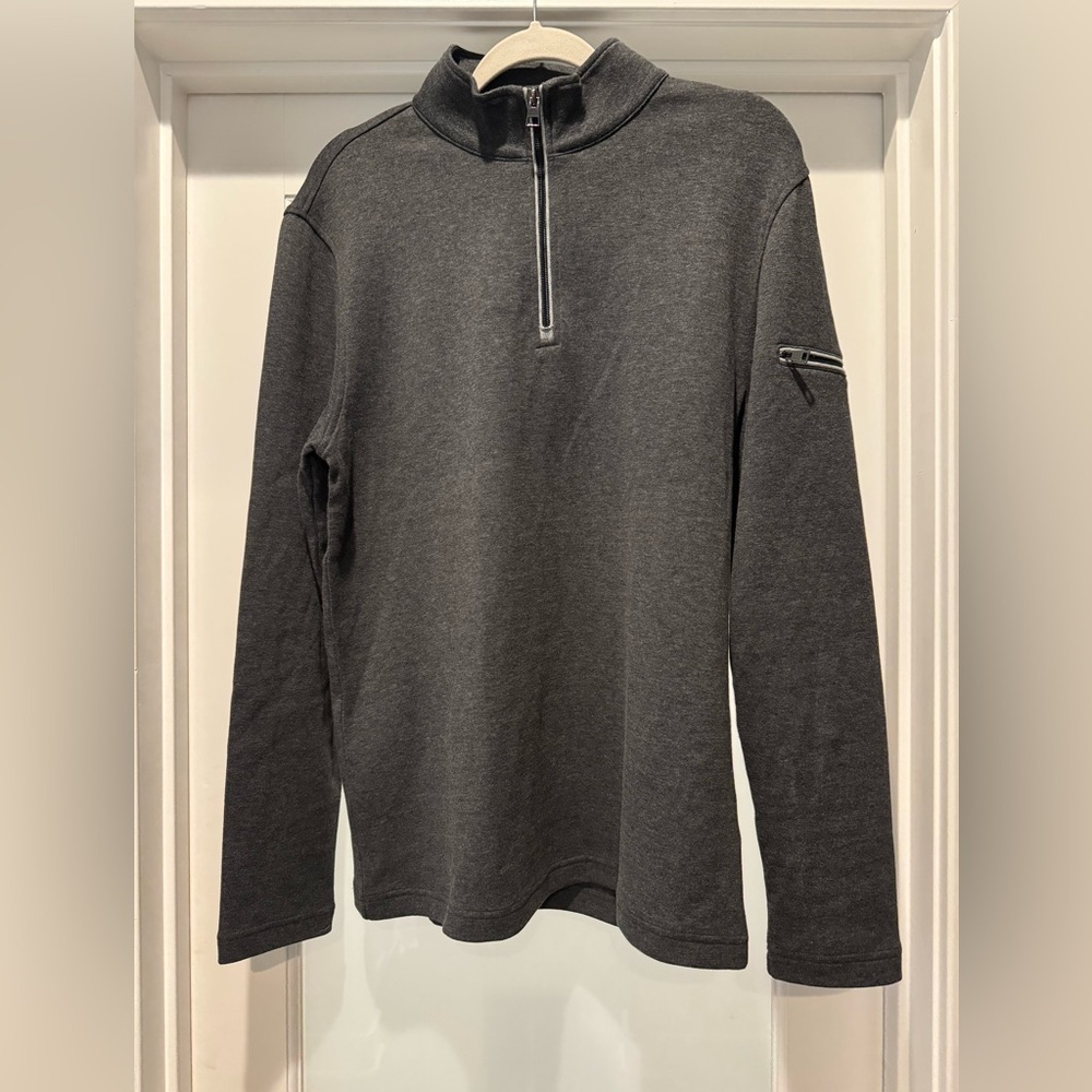 BUGATCHI 1/4 Zip Pullover Size S Gray mock neck